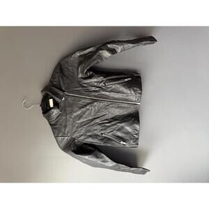 Crazy 8 Black Faux Leather Jacket Girl’s Size M (7-8)